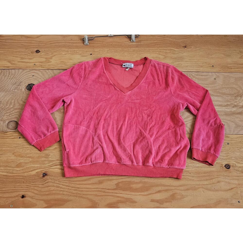 Terry Cloth Shirt, Lunada Bay, Cabana Long Sleeve, Womens Sz L Pink 1980s